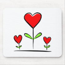 Blooming Hearts Flowers Love Heart Mouse Pads