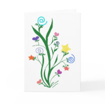 Blooming stars hearts and swirls blank note card