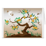 Blooming Tree with Hummingbirds Greeting Card