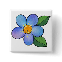 Blossom 01 - Blue Pinback Button