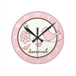 Blossom Bird (Pink) Wall Clock - Add a Name wall clocks