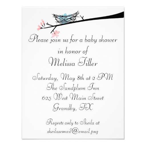 Blossom Branch and Nest Baby Shower Invitation