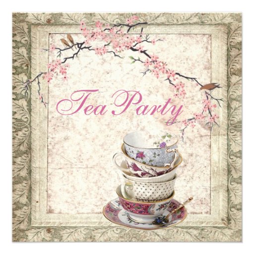 Blossom Country Bridal Shower Tea Party Invitation