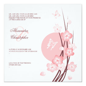 Blossom Flowers Butterflies Wedding Announcement
