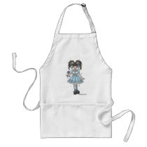 blossom, flower, blue, gothic, lolita, dress, goth, doll, victorian, rococo, pigtail, rose, vampire, cute, anime, cartoon, dark, fantasy, art, painting, zerick, delphine, levesque, demers, Apron with custom graphic design