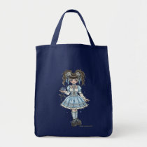 blossom, flower, blue, gothic, lolita, dress, goth, doll, victorian, rococo, pigtail, rose, vampire, cute, anime, cartoon, dark, fantasy, art, painting, zerick, delphine, levesque, demers, Bag with custom graphic design