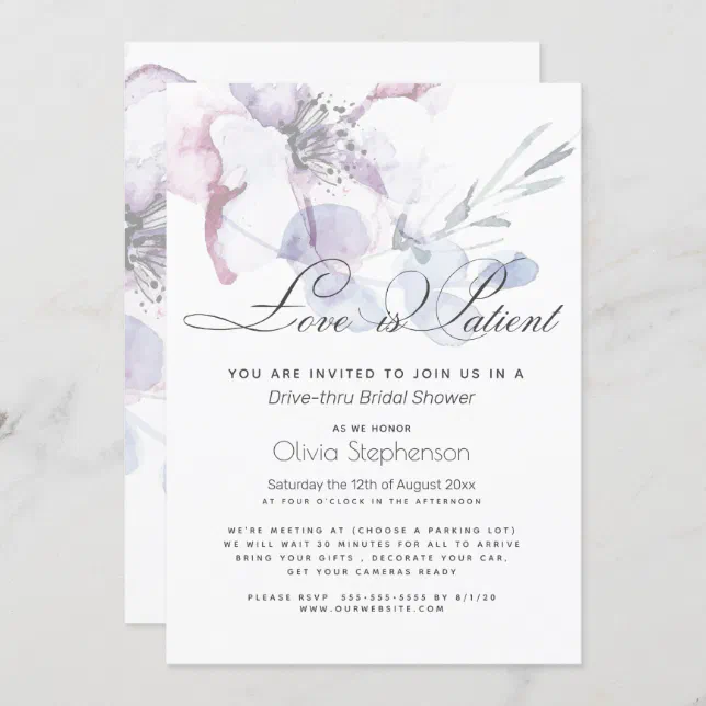 Blossom Love Is Patient Drive Thru Bridal Shower Invitation Zazzle