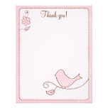 Blossom Pink Bird 4x5 Flat Thank you note invitations