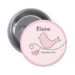 BLOSSOM Trendy Bird NAME TAG Personalized Button buttons