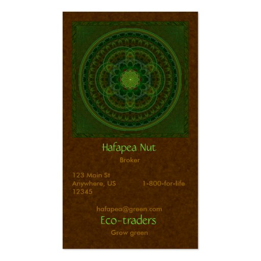 Blossoming Green Standard Card Business Card Templates (front side)