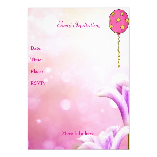 Blossoms Balloons & Labrador Puppy Event Personalized Invitation