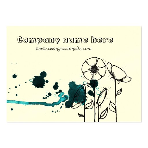 Blotchy flowers, blue business card (front side)