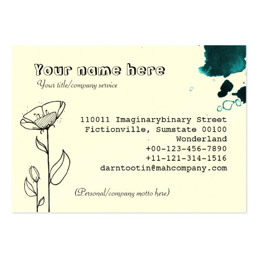 Blotchy flowers, blue business card (back side)