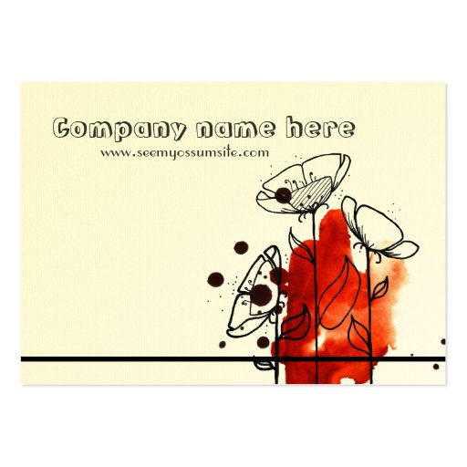 Blotchy flowers, red business cards