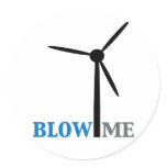 blow me wind turbine round stickers