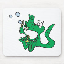 blowing bubbles crocodile mouse pad