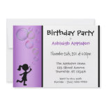 Blowing Bubbles Purple Birthday Invitations