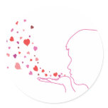 Blowing Hearts Round Sticker