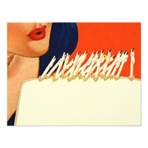 BLOWING OUT CANDLES WOMAN'S BIRTHDAY PARTY INVITE
