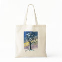 Blowing Winter Tree Tote Bags