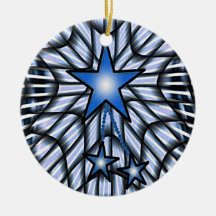 Blue 2 Designs in 1 Christmas Ornament