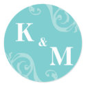 Blue 2 initial letter monogram favor tag seal sticker