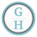 Blue 2 initial letter monogram gift tag seal sticker