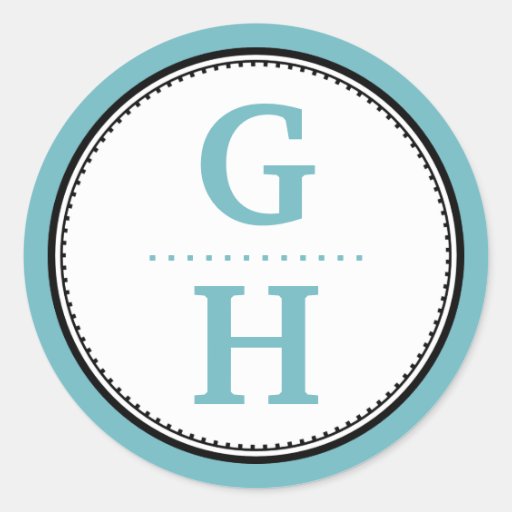 Blue 2 initial letter monogram gift tag seal sticker