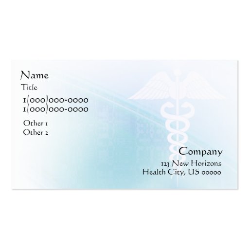 Blue Abstract & Caduceus Medical Business Cards (back side)