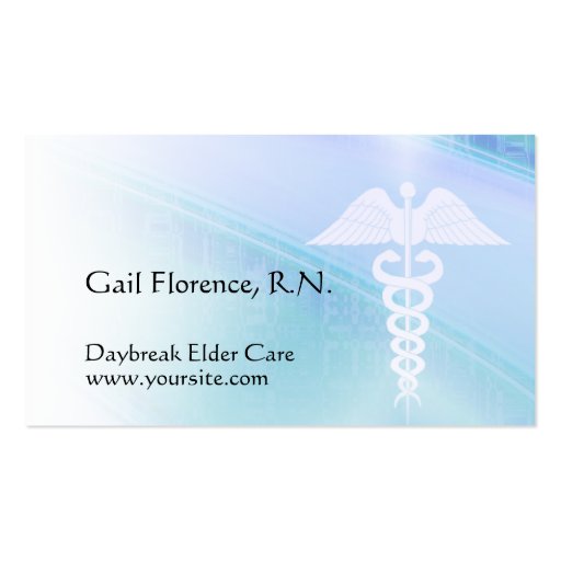 Blue Abstract & Caduceus Medical Business Cards (front side)