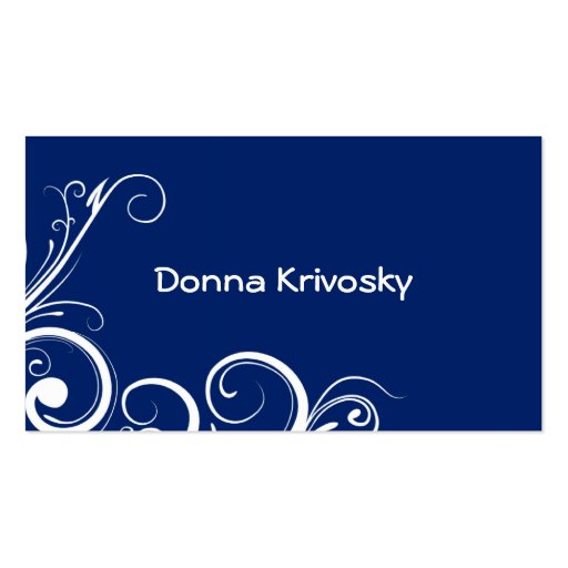 Blue Abstract Floral Business Card Template (back side)
