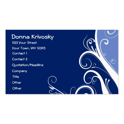 Blue Abstract Floral Business Card Template