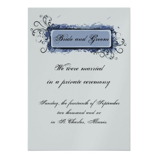 Blue Abstract Floral Elopement Announcement