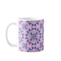 Blue Abstract Floral On Pink Mugnificence