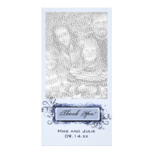 Blue Abstract Floral Thank You Photo Card