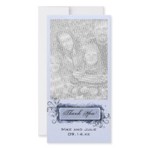 Blue Abstract Floral Thank You Photo Card