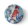 Blue Abstract Horse and Rider Watercolor Art Pin