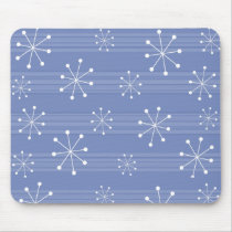 Blue Abstract Striped Snowflakes Holiday Mousepad