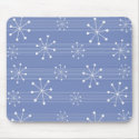 Blue Abstract Striped Snowflakes Holiday Mousepad