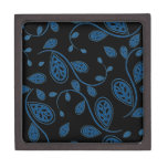 Blue Abstract Vine Pattern on Black Premium Jewelry Boxes