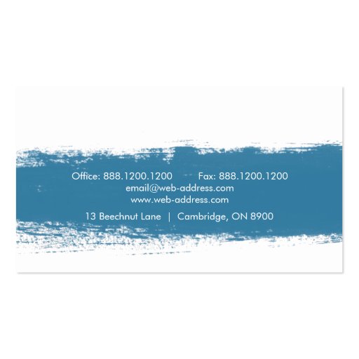 Blue Abstract Watercolor Splash Business Card (back side)