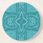 Blue abstract wood cross beverage coaster