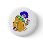 Blue afro clown button