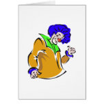Blue afro clown greeting card