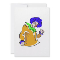 Blue afro clown personalized announcement