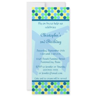 Blue Aeroplane dots boys Birthday Party Invitation invitation