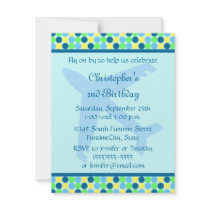 Blue Airplane dots boys Birthday Party Invitation