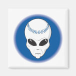 blue alien head extreme baseball design refrigerator magnet