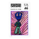 Blue Alien stamps