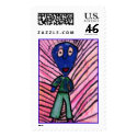 Blue Alien stamps by athenaworkman Blue Alien stamps